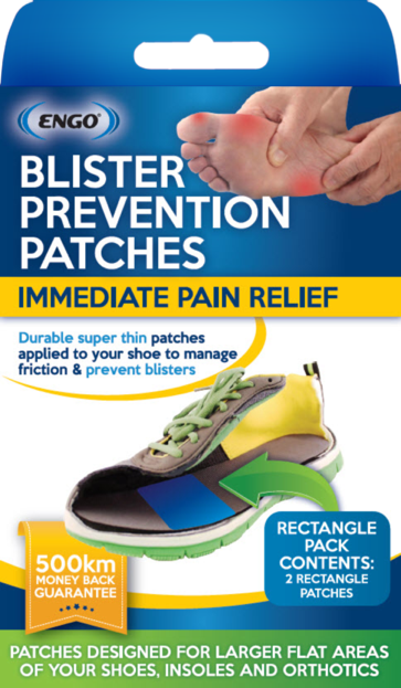 ENGO Rectangle Blister Patches - Blue - For Running & Jogging Foot Care