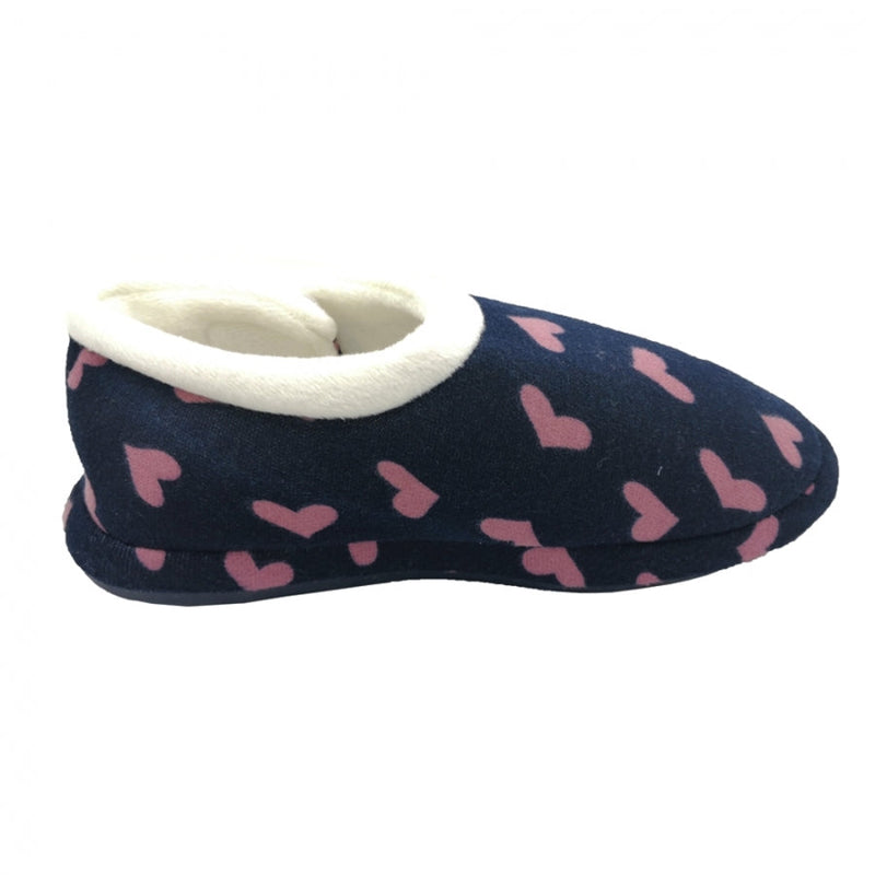 Archline Slippers - Closed (Orthotic Slippers) Navy With Hearts