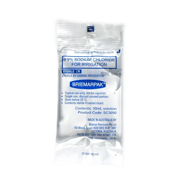 Briemarpak Sodium Chloride (Saline) 0.9% Irrigation Sachets 30ml Box 75